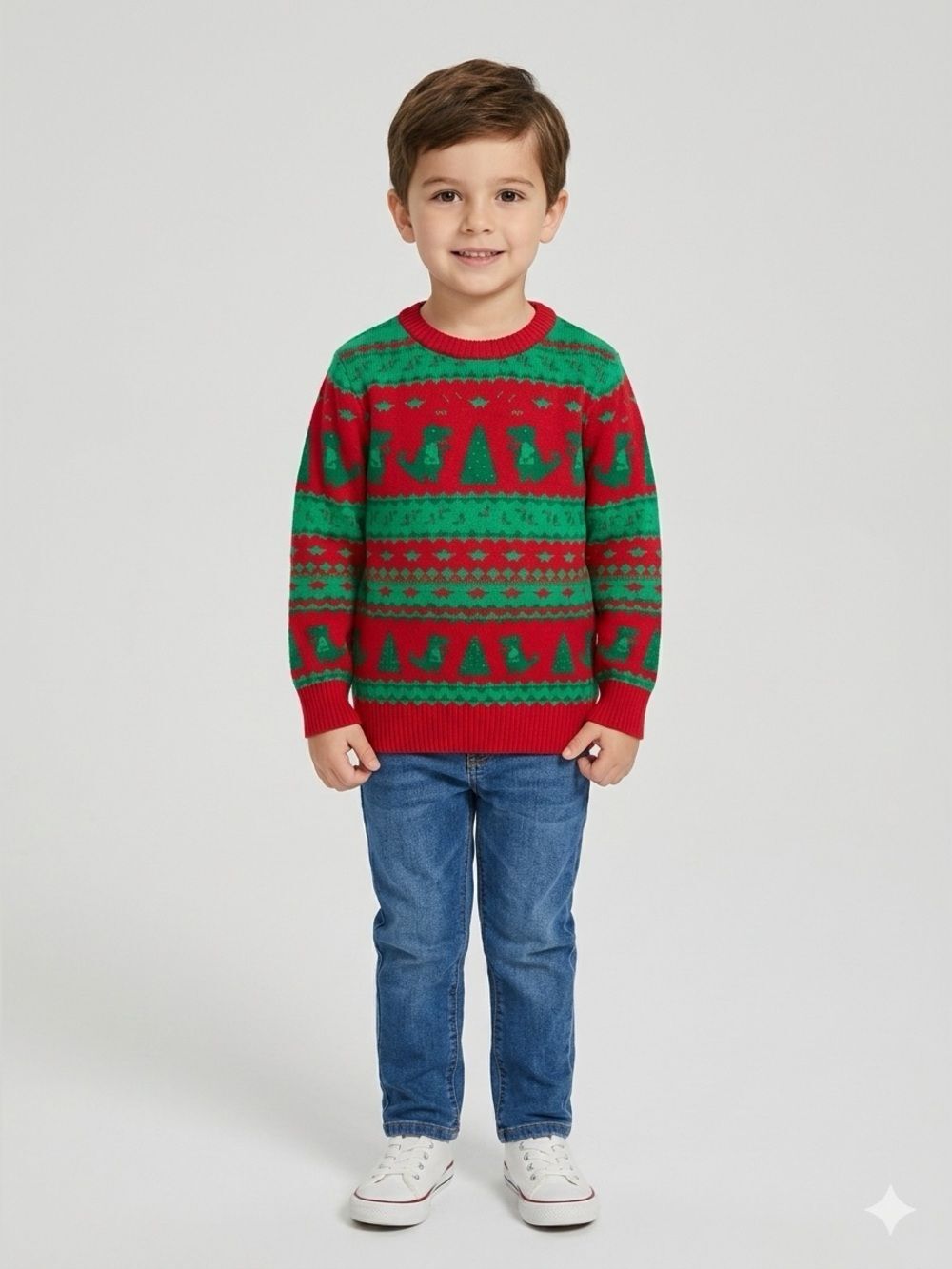 Alex Stevens Dinosaur Christmas Sweater Size 5 Holiday Pictures